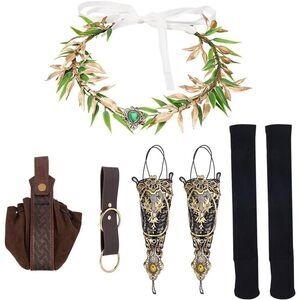 6515 8pcs 6 Styles Renaissance Fairy Costume Set Brown Pu